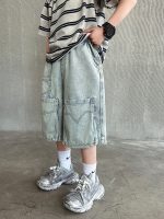【120-170】ショートパンツ カジュアル デニム ゆったり ジーンズ - 画像 (5)