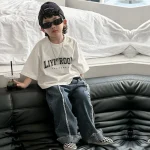 【90-160】Tシャツ アルファベット 半袖 カジュアル ラウンドネック - 画像 (5)