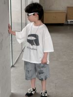 【90-160】半袖Tシャツ 男の子 シンプル ゆったり ユニーク ラウンドネック 普段着 - 画像 (6)