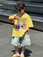 【90-160】キッズ半袖Tシャツ イエロー 存在感抜群 アメリカンレトロ カートゥーン柄 おしゃれ - 画像 (3)