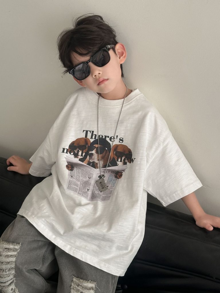 【90-160cm】キッズ半袖Tシャツ カートゥーン プリント ラウンドネック おしゃれ