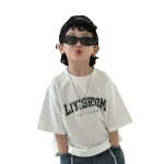 【90-160】Tシャツ アルファベット 半袖 カジュアル ラウンドネック - 画像 (6)