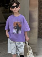 【90-160】半袖Tシャツ 男の子 パープル 個性的 肌触り良好 ヴィンテージ風 - 画像 (5)