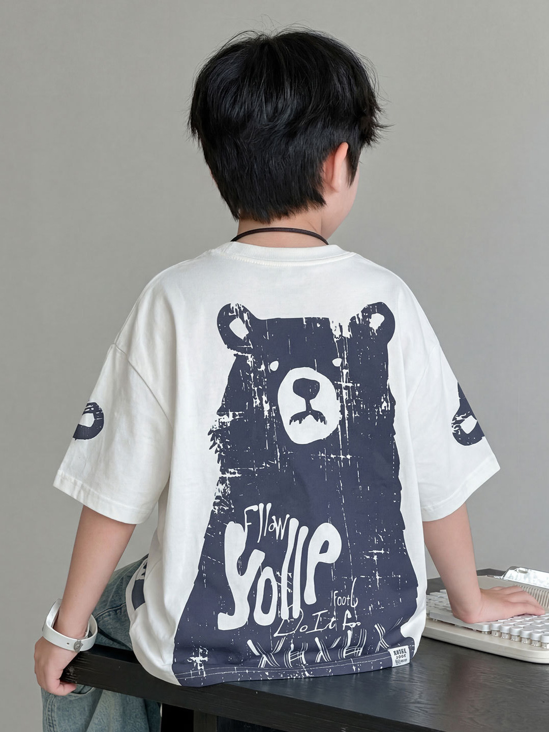 O1CN01qle6a122rI72Az6o8_2217089447173-0-cib.jpg 【120-170】Tシャツ クマ柄 カジュアル プリント 半袖 男の子 - 画像 (1)