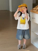 【90-160】キッズ半袖Tシャツ カートゥーンプリント 男女兼用 カジュアル 楽ちん着脱 - 画像 (2)