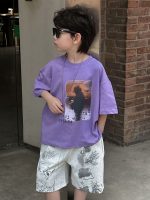 【90-160】半袖Tシャツ 男の子 パープル 個性的 肌触り良好 ヴィンテージ風 - 画像 (2)