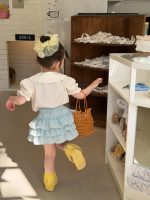 【90-130】シャツorキュロット 女の子 折り襟 フリル スウィート - 画像 (4)