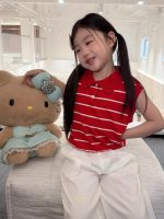 【90-150】ポロシャツorパンツ 女の子 ノースリープ ボーダー柄 - 画像 (12)