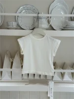 【100-160】Tシャツ 無地 合わせやすい カジュアル ドット柄 半袖 女の子 - 画像 (7)
