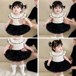 【66-120】トップス or フレアスカート ベビー 女の子 ドット レース襟 フリル袖 - 画像 (7)