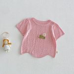 【73-120】半袖Tシャツ ベビー 透かし編み フラワー - 画像 (10)