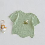 【73-120】半袖Tシャツ ベビー 透かし編み フラワー - 画像 (11)