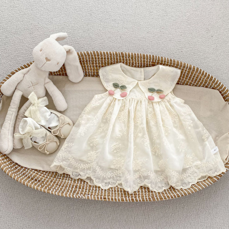 SKU-01_4376b1cb-af43-45d2-8ae9-f91eef071df3.jpg 【73-120】ワンピース ベビー 女の子 チェリー フラワー刺繡 - 画像 (1)