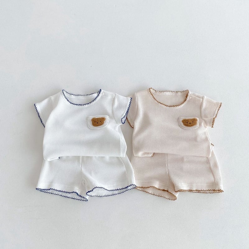 a12f4842b905b2c2362d59af1ee9d19f.jpg 【66-100】セットアップ クマ 刺繡 柔らかい - 画像 (1)