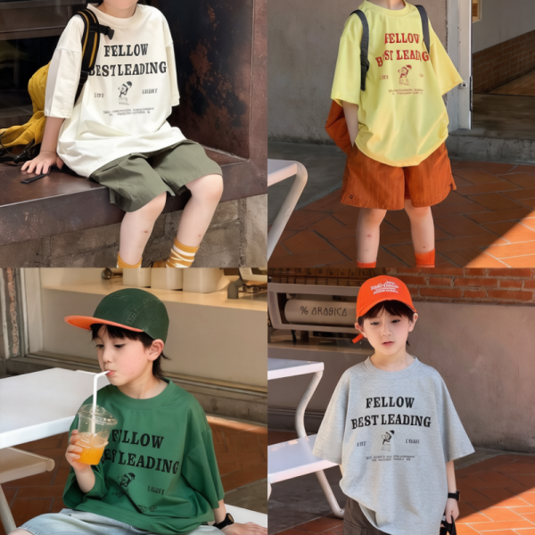 【90-160cm】半袖Tシャツ 男の子 英字 シンプル トレンド