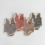 【66-90】ロンパース ワッフル ボーダー クマ - 画像 (3)