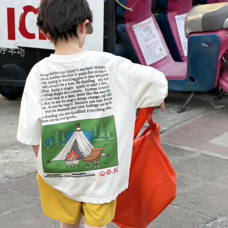 a8d821fd439c68 【90-160】半袖Tシャツ 男の子 英字 クール トレンド - 画像 (1)
