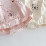 【66-90】サロペットロンパース 刺しゅう入り 動物柄 - 画像 (7)