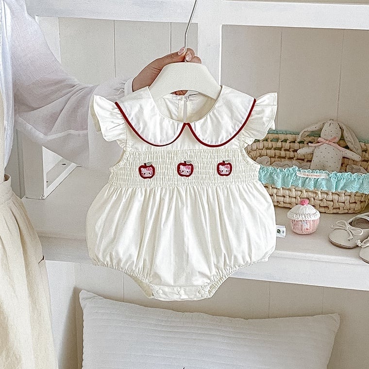 b1a150d7fd214c4c83f035588eba9b7a.jpg 【66-90】ロンパース 可愛い フリル刺繡 ベビー服 - 画像 (1)