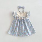 【66-140】ロンパースorワンピース ブルー 花柄 姉妹服 - 画像 (8)