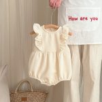 【66-100】ロンパースorワンピース フリル クリーム 姉妹服 - 画像 (5)