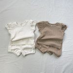 【73-100】セットアップ フリル袖 ワッフル - 画像 (2)