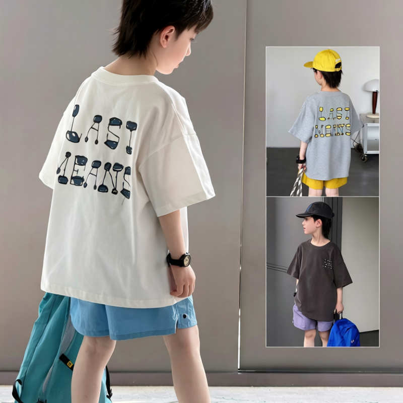ba0cf2acfc40d8 【90-160】半袖Tシャツ 男の子 プリント 英字 トレンド - 画像 (1)