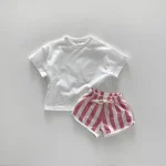 【73-100】ショートパンツ ベビー ストライプ ボトムス - 画像 (8)