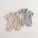 【66-90】ロンパース ストライプ 半袖 ベビー服 - 画像 (2)
