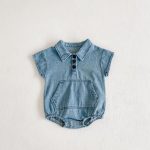 【66-90】ロンパース デニム ビッグ ポケット - 画像 (3)