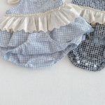 【66-90】ロンパース チェック フリル 可愛い ベビー服 - 画像 (11)