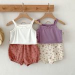 【66-100】セットアップ ベビー キャミソール&花柄プリント - 画像 (6)