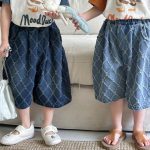 【80-140】パンツ 菱形 キルティング デニム ハーフパンツ - 画像 (10)