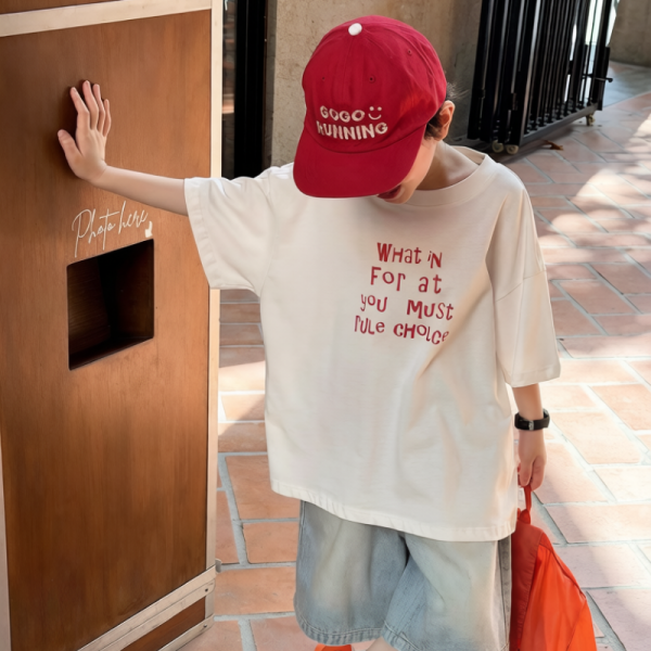 【90-160cm】半袖Tシャツ 男の子 プリント 英字 シンプル