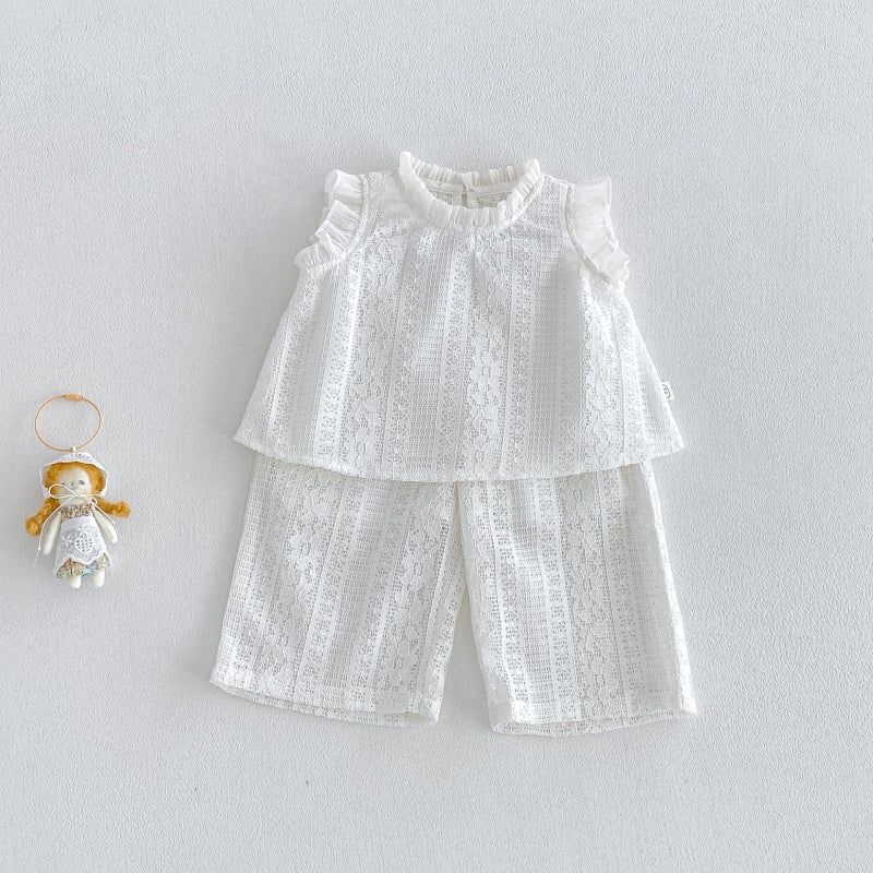 d90e342ad3d2496078639db6e952e51a.jpg 【73-120】セットアップ ベビー 女の子 フリル スリーブ レース - 画像 (1)