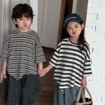 【80-140】Tシャツ ボーダー ドロップショルダー - 画像 (3)