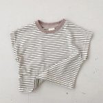 【73-100】半袖Tシャツ 男の子 カジュアル ボーダー柄 クルーネック - 画像 (5)