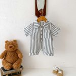 【66-90】ロンパース ストライプ 半袖 ベビー服 - 画像 (4)
