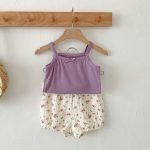 【66-100】セットアップ ベビー キャミソール&花柄プリント - 画像 (5)