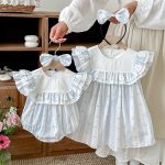 【66-140】ロンパースorワンピース ブルー ストライプ 姉妹服 - 画像 (13)