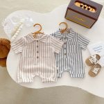【66-90】ロンパース ストライプ 半袖 ベビー服 - 画像 (6)