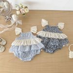 【66-90】ロンパース チェック フリル 可愛い ベビー服 - 画像 (7)