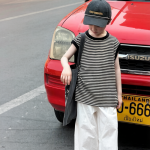 【100-170】Tシャツ 男の子 ボーダー柄 ノースリープ トレンド