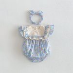 【66-140】ロンパースorワンピース ブルー 花柄 姉妹服 - 画像 (9)