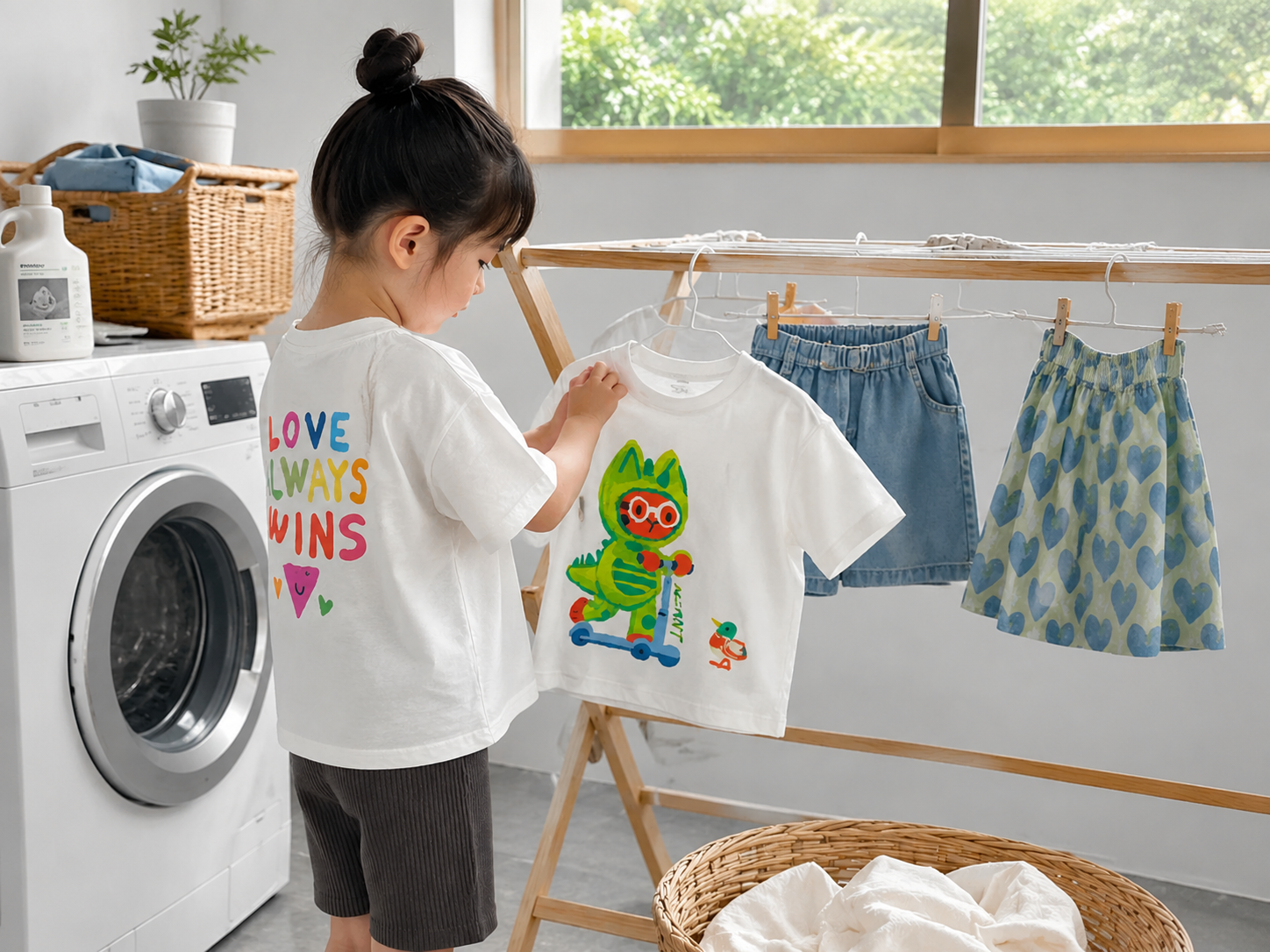 夏の子ども服のお手入れと洗濯風景
