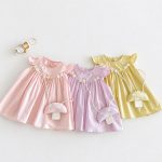 【73-120】ワンピース ベビー 女の子 バッグ付き フリルスリーブ
