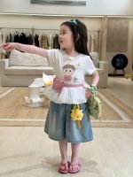 【90-140】半袖Tシャツorパンツ 女の子 切り替え スウィート - 画像 (3)