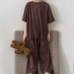 【100-170】ルームウェア ボーダー柄 薄手 ゆったり - 画像 (6)