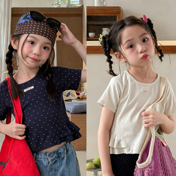 【80-130cm】半袖Ｔシャツ 女の子 フリル ストレッチで快適 おしゃれ