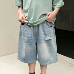【100-170】ショートパンツ 男の子 デニム ダメージジーンズ - 画像 (3)